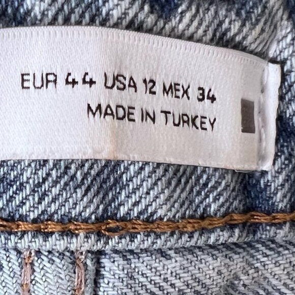 Zara Wide Leg High Rise Jeans Raw Hem Size 12 - Picture 8 of 9